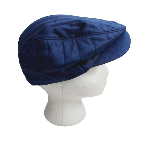 VTG Kroger Style Newsboy Cap Cabbie Hat Mens Blue Quilted LARGE Union Made USA - Picture 4 of 11